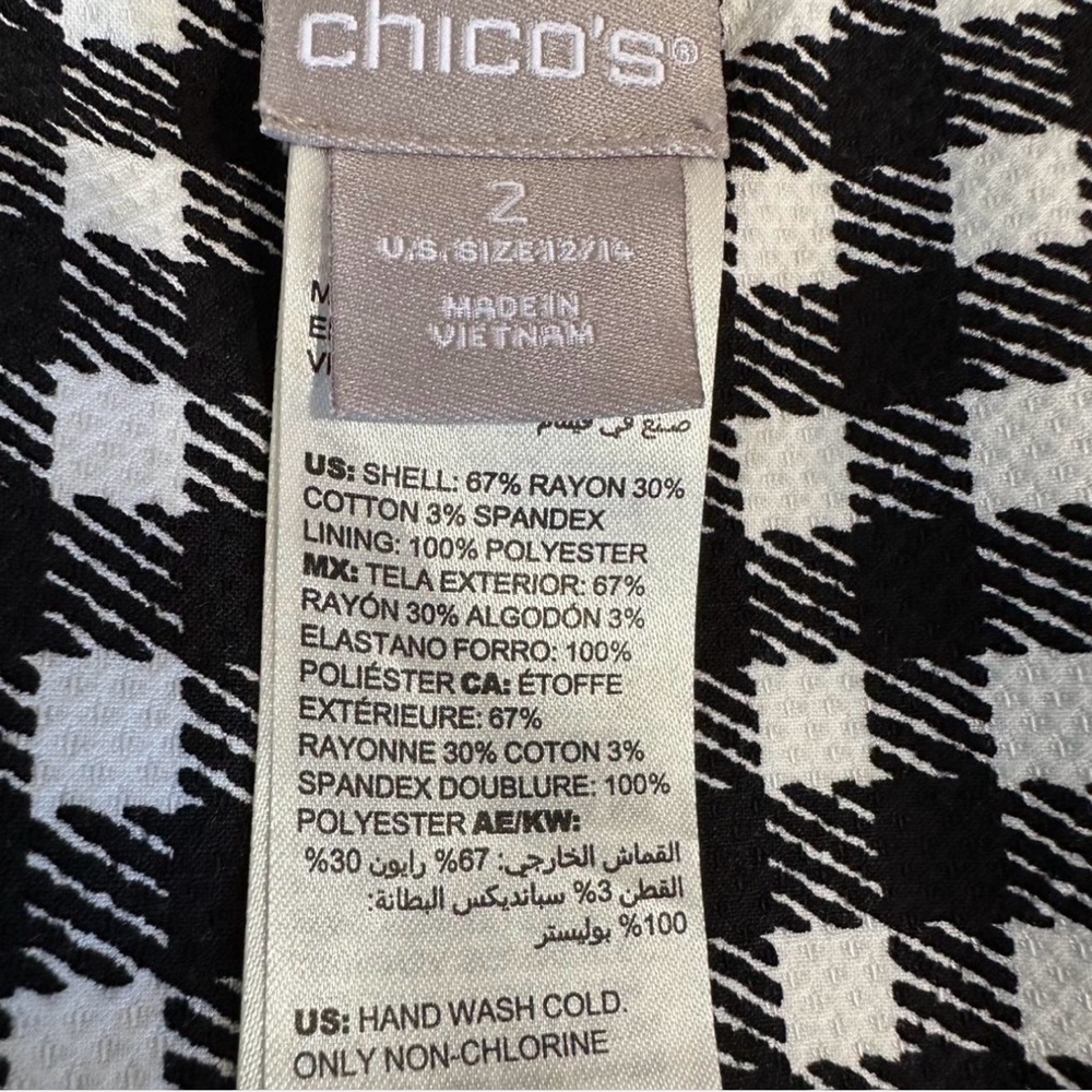 Chico's Black and White Gingham Trench Coat - Picture 6 of 6